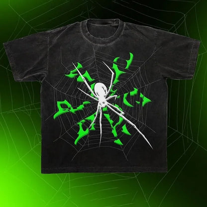 Y2k Fashion Spider Graphic Print Cotton T-Shirt