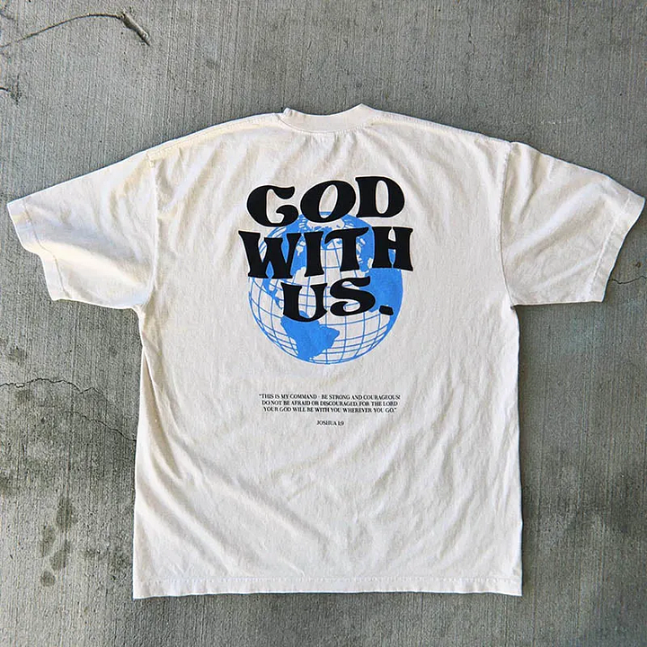 God With Us Print T-Shirt