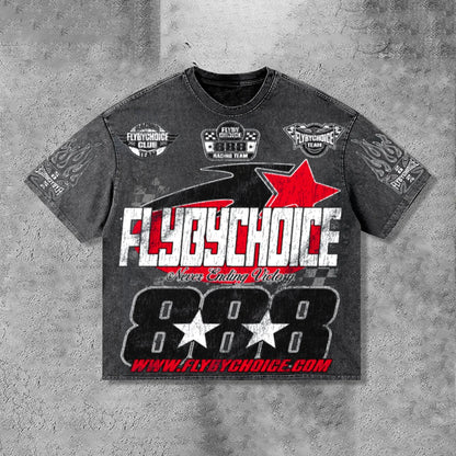 Vintage Fly By Choice Graphic Print Acid Washed Racer T-Shirt