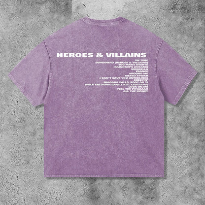 Metro Boomin Hero & Villains Graphic Vintage Acid Wash T-Shirt