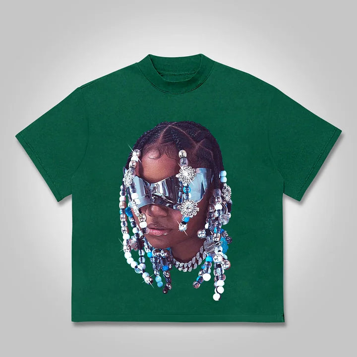 Jewelry Street Portrait Print Cotton T-shirt