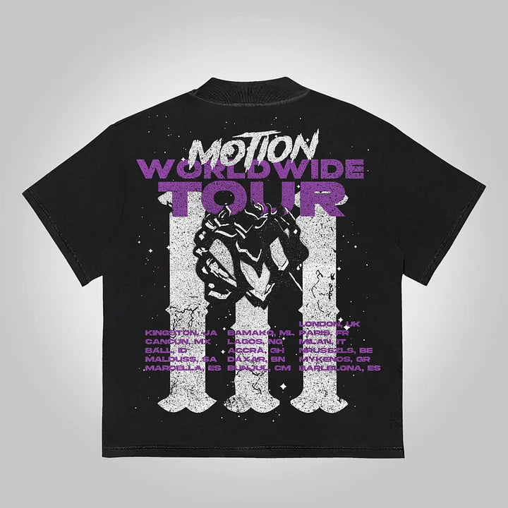 Vintage Motion World Tour Graphic Cotton T-Shirt