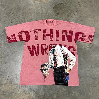 Vintage Nothing Wrong Die Alone Graphic Print Cotton T-Shirt