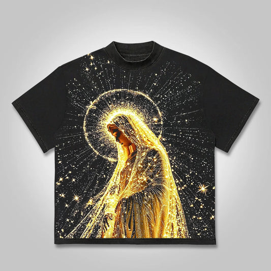 Vintage Angel Halo Graphic Print Cotton T-shirt