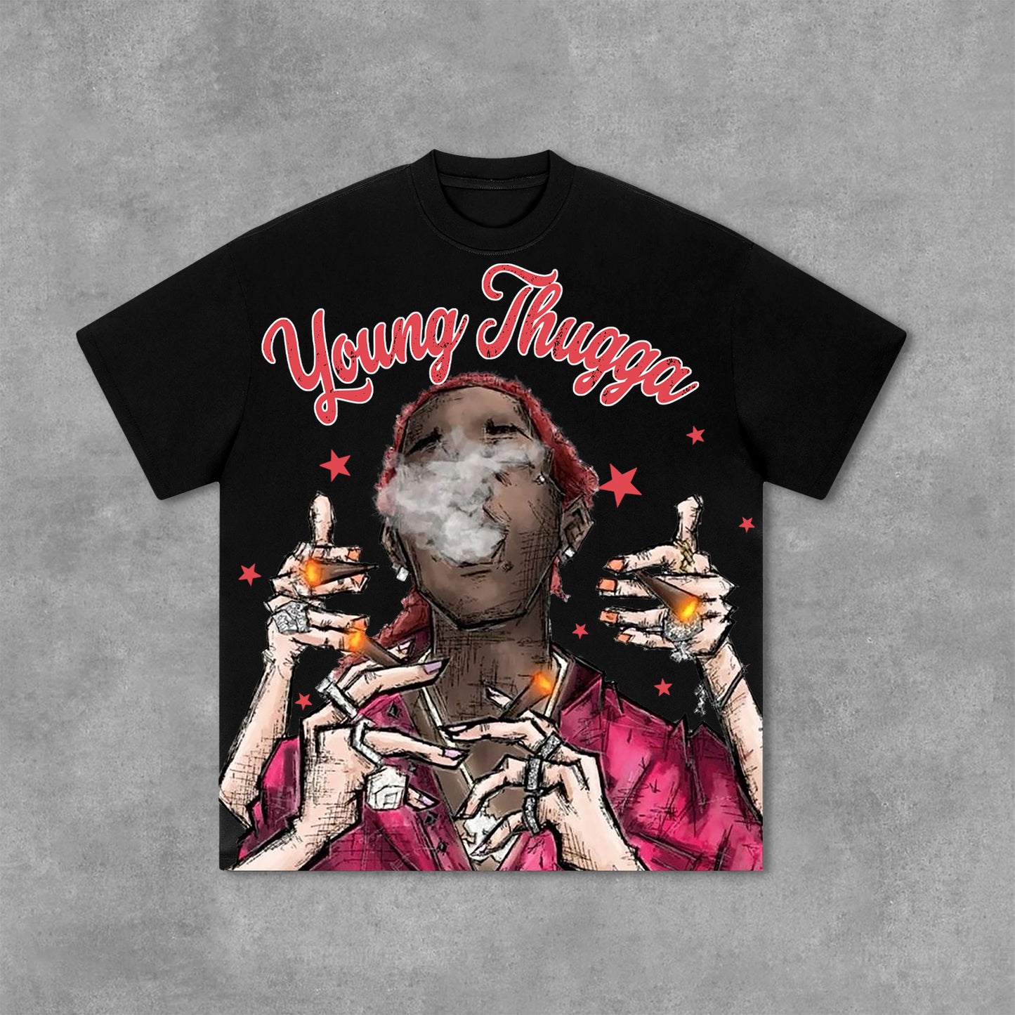 Young Thugga Vintage Graphics Print Cotton T-Shirt