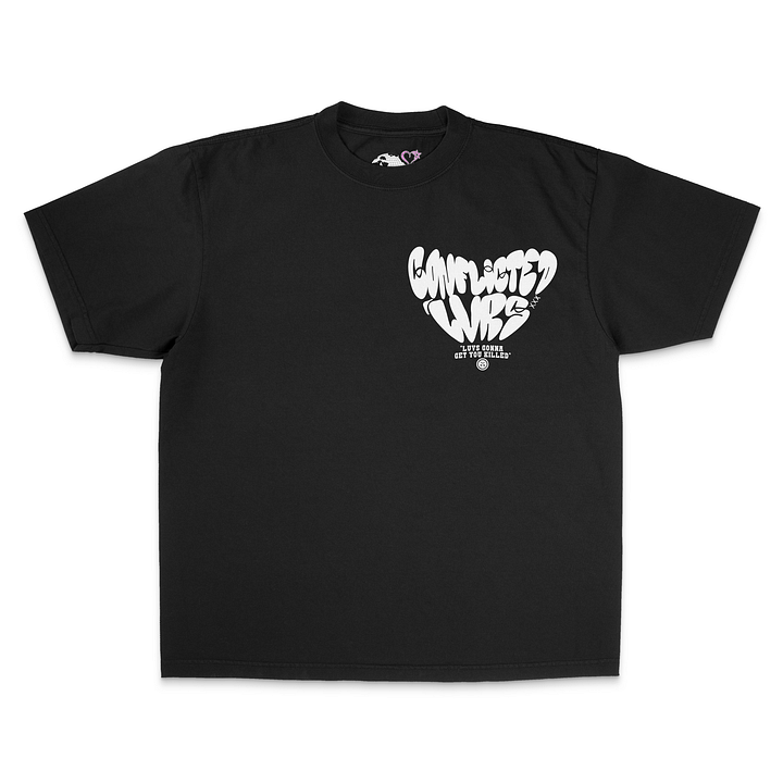 Conflicted Skelly Heart Skull Print Graphic T-Shirt