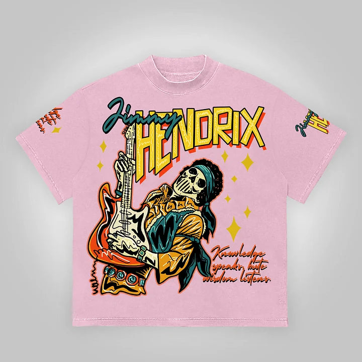 Hendrix Fashion Guitarist Graphic Cotton T-Shirt