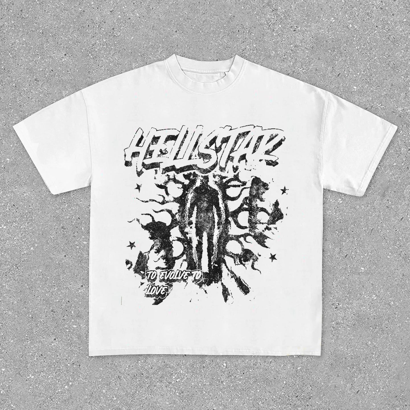 Vintage Hell To Evolve To Love Print Graphic Cotton T-Shirt