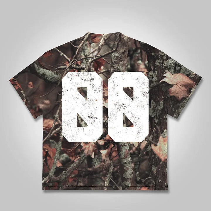 Digital Leaf Camouflage Graphic Cotton T-shirt