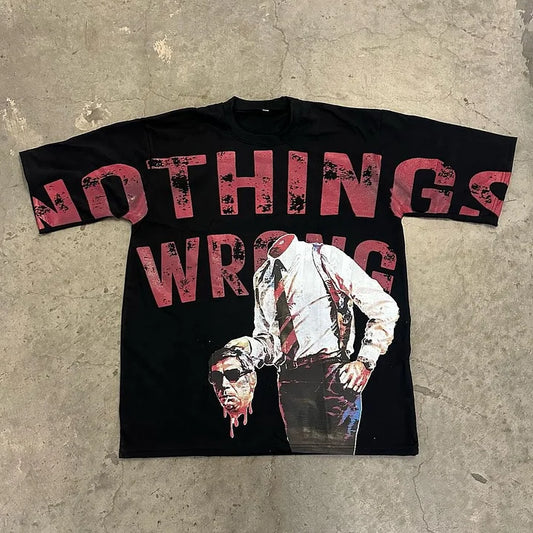 Vintage Nothing Wrong Die Alone Graphic Print Cotton T-Shirt