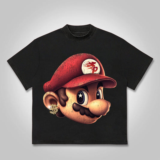 Y2k Vintage Cartoon Game Big Head Cotton T-shirt