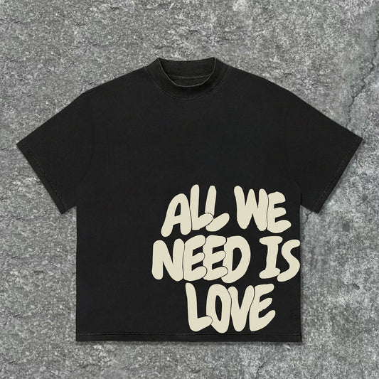 All We Need Is Love Print Graphic Cotton T-Shirt