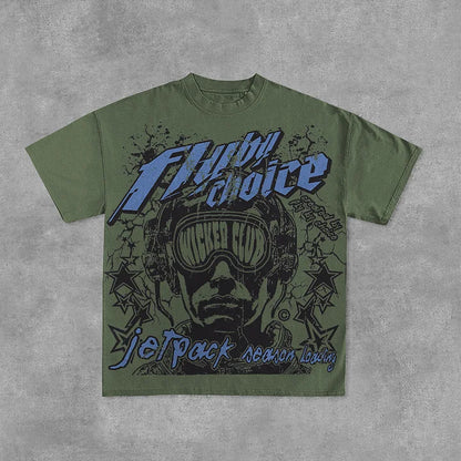 Vintage Fly By Choice Graphic Cotton Short Sleeve T-Shirt