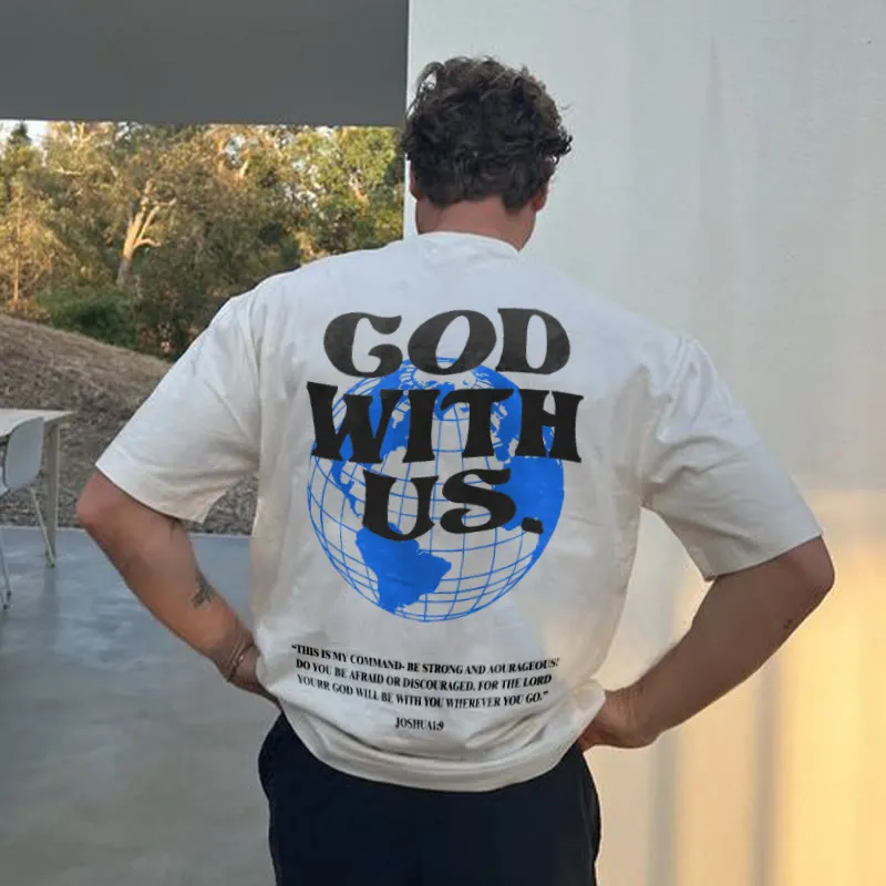 God With Us Print T-Shirt