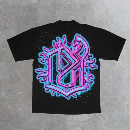 Vintage Neon Punk Casual Cotton T-Shirt