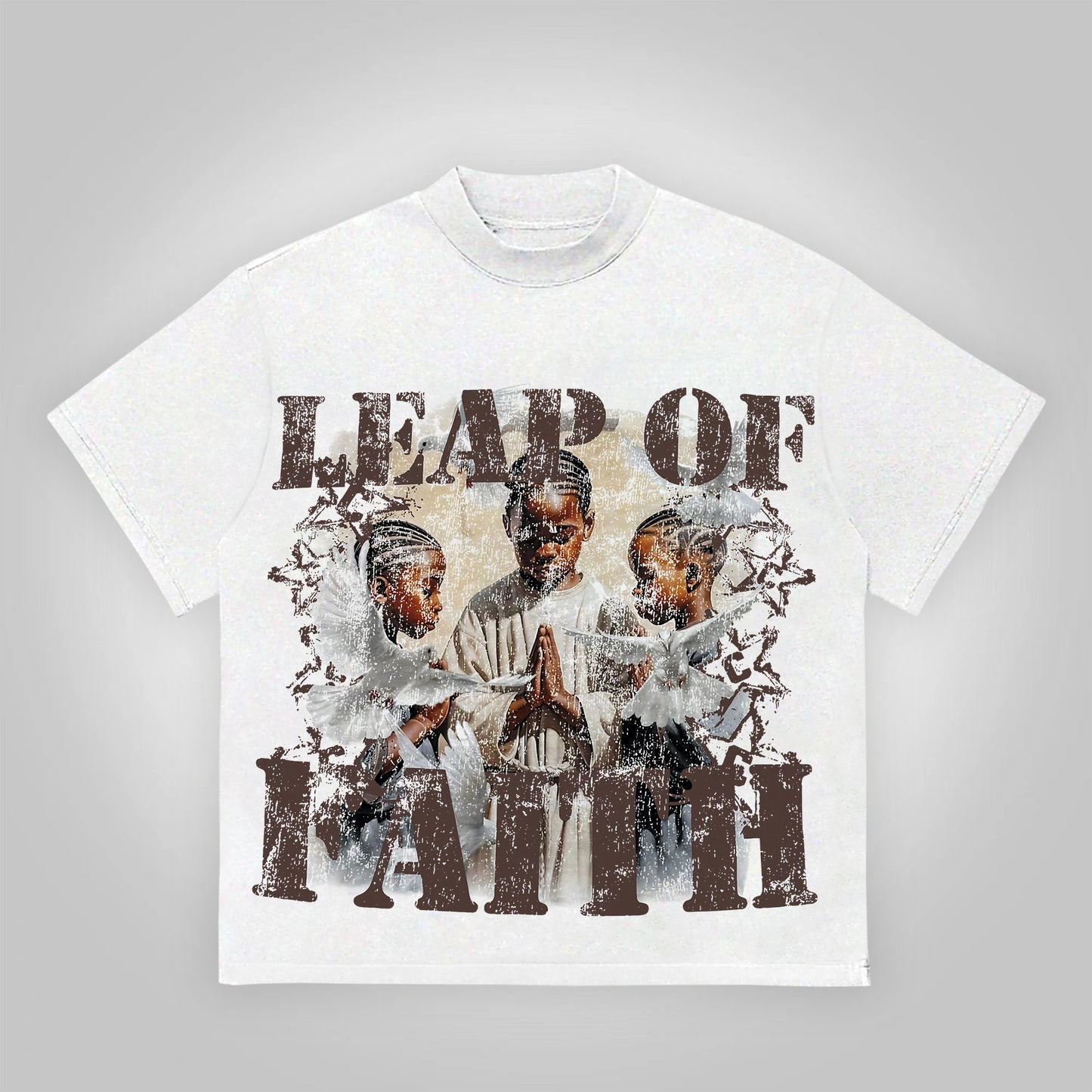 Vintage Leap Of Faith Graphic 100% Cotton T-Shirt