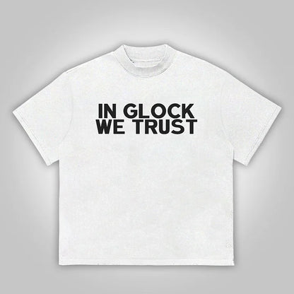 Vintage In Glock We Trust Graphic Cotton T-Shirt