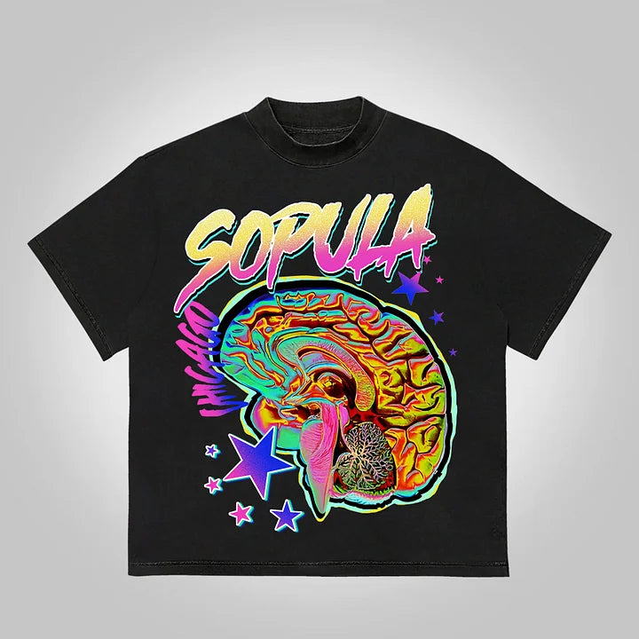 Studio Fun Color Brain Graphic Print Cotton T-Shirt