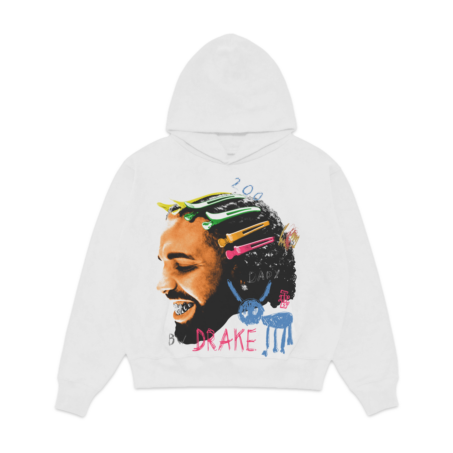 DRAKE FOR ALL THE DOGS WHITE JUMBO FLEECE HOODIE