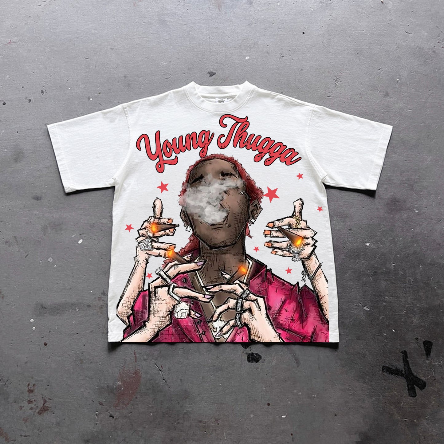 Young Thugga Vintage Graphics Print Cotton T-Shirt