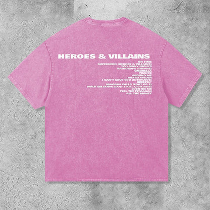 Metro Boomin Hero & Villains Graphic Vintage Acid Wash T-Shirt