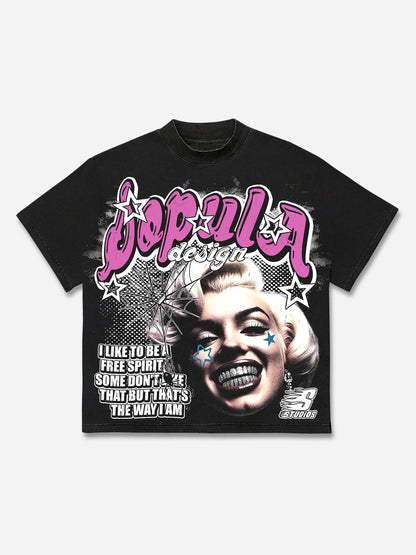 From Street Marilyn Monroe Character Graphics Cotton T-shirt