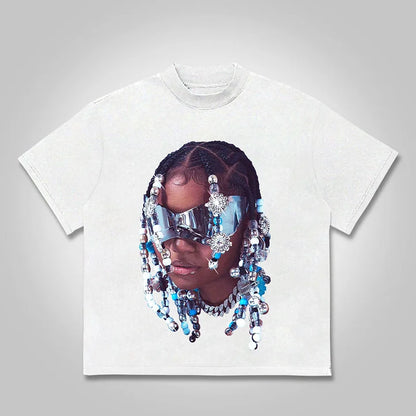 Jewelry Street Portrait Print Cotton T-shirt