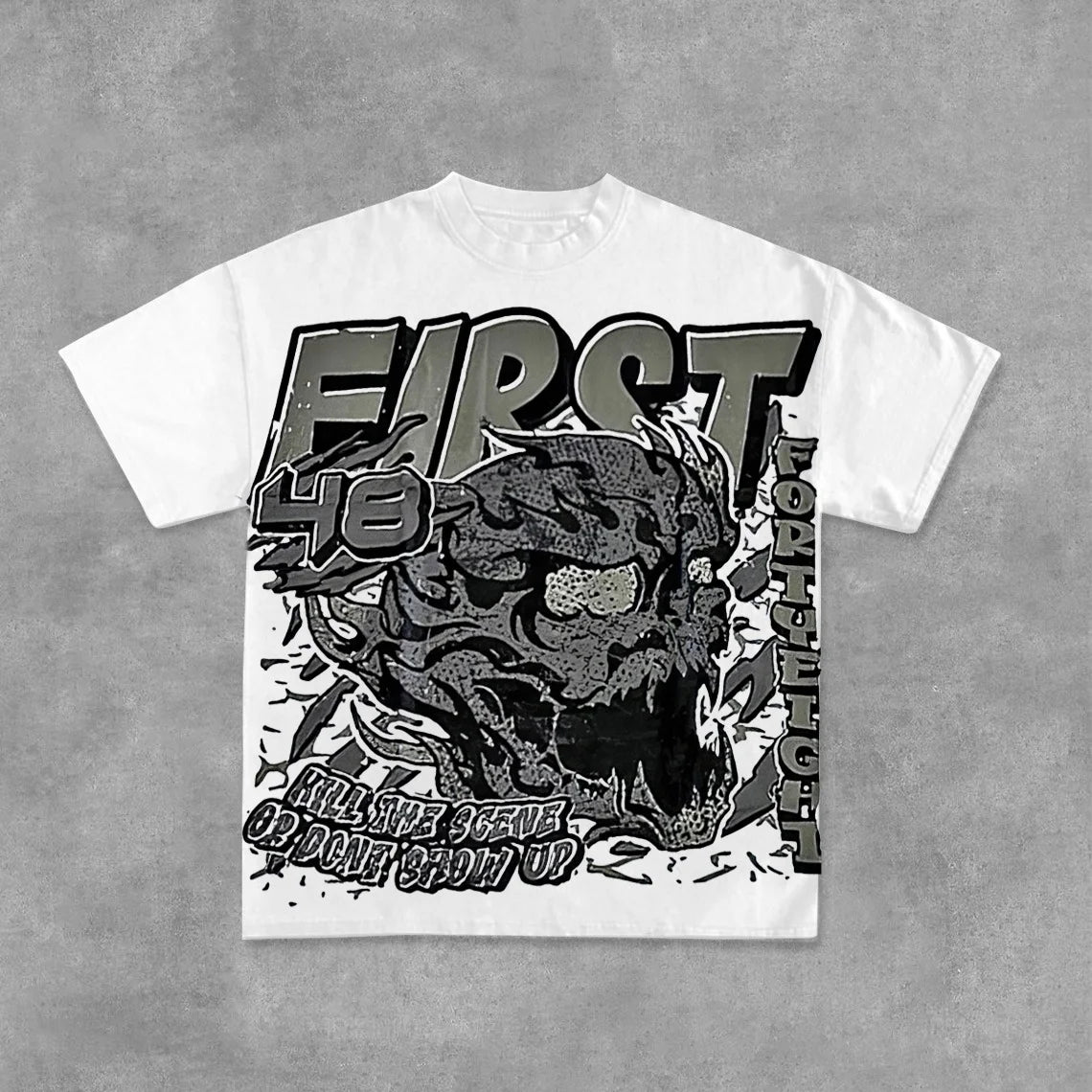 Retro First Number 48 Graphic Cotton T-Shirt