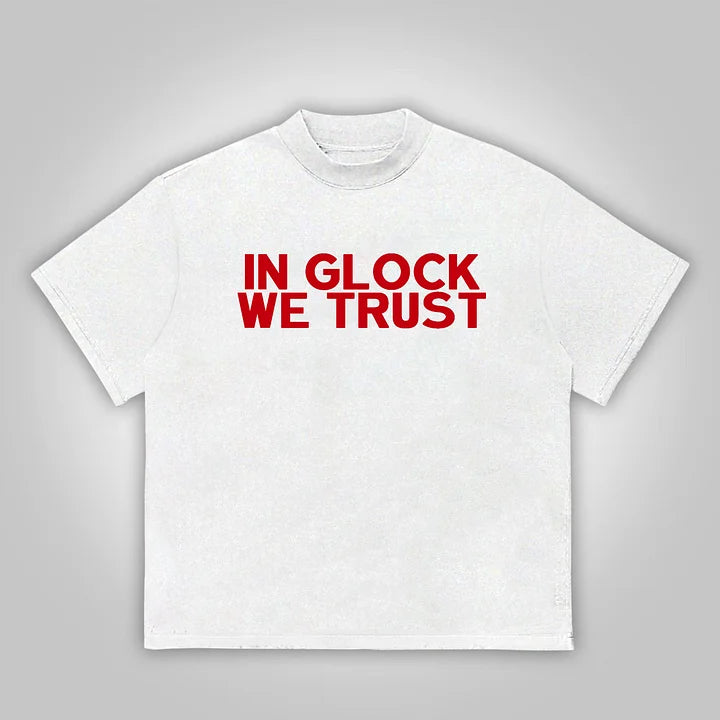 Vintage In Glock We Trust Graphic Cotton T-Shirt