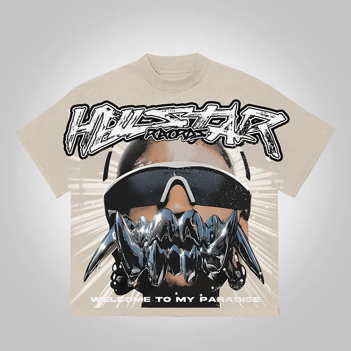 Vintage Hellstar Welcome To My Paradise Graphic Cotton Short Sleeve T-Shirt