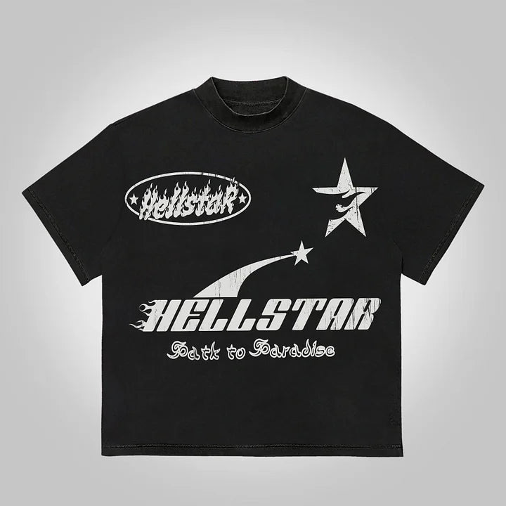 Hell Vintage Star Graphics Cotton T-Shirt