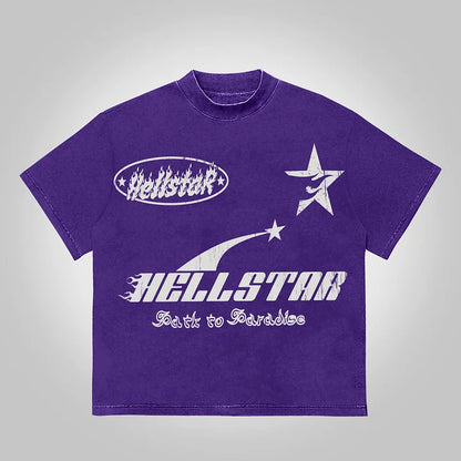 Hell Vintage Star Graphics Cotton T-Shirt