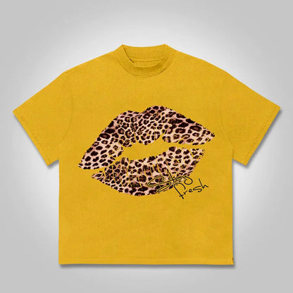 No. 69 Leopard Lips Graphic Cotton T-shirt