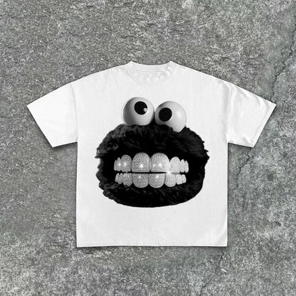 Men's Smiling Diamond Braces Graphics Cotton Casual T-Shirt