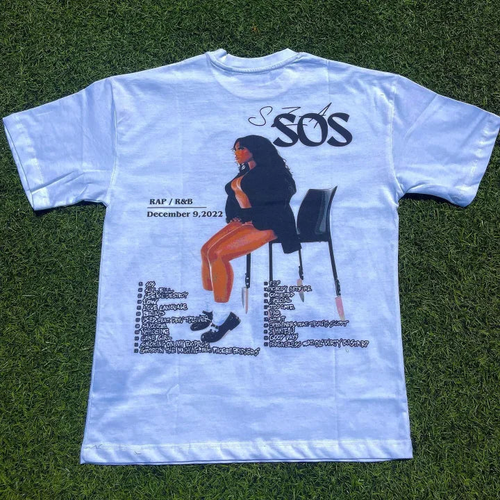 SZA & SOS Vintage Graphic Print Cotton T-Shirt