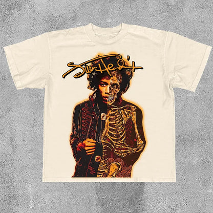 Jimi Hendrix Print Cotton T-Shirt