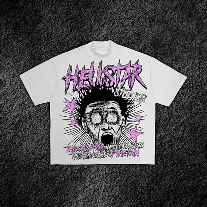 Vintage Hellstar Graffiti Graphic Print Cotton T-Shirt