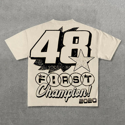 First48 Racing Club Vintage Print Graphic Cotton T-Shirt