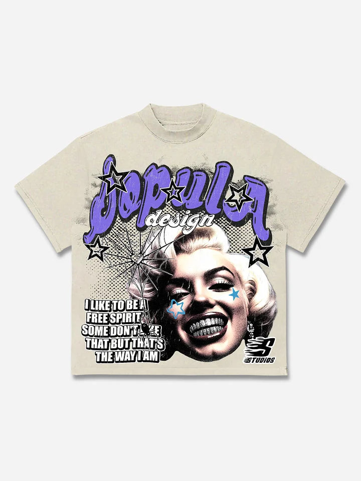 From Street Marilyn Monroe Character Graphics Cotton T-shirt