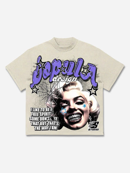 From Street Marilyn Monroe Character Graphics Cotton T-shirt